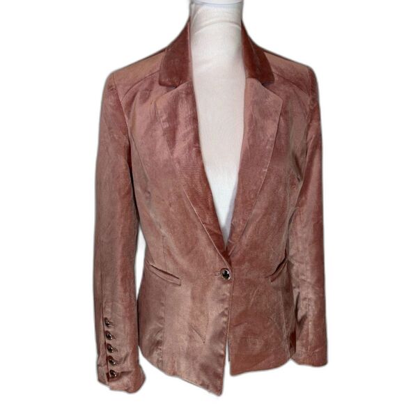 White House Black Market Pink Velvet Blazer Suit Jacket Womens Designer - Picture 1 of 7
